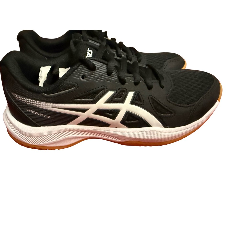 Asics Upcourt 6 Womens Black White Gum Sole Volleyball Shoes 1072A107 Size 5